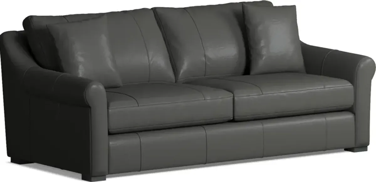 Bowery Leather Foam Comfort 87" Sofa - Siena Steel