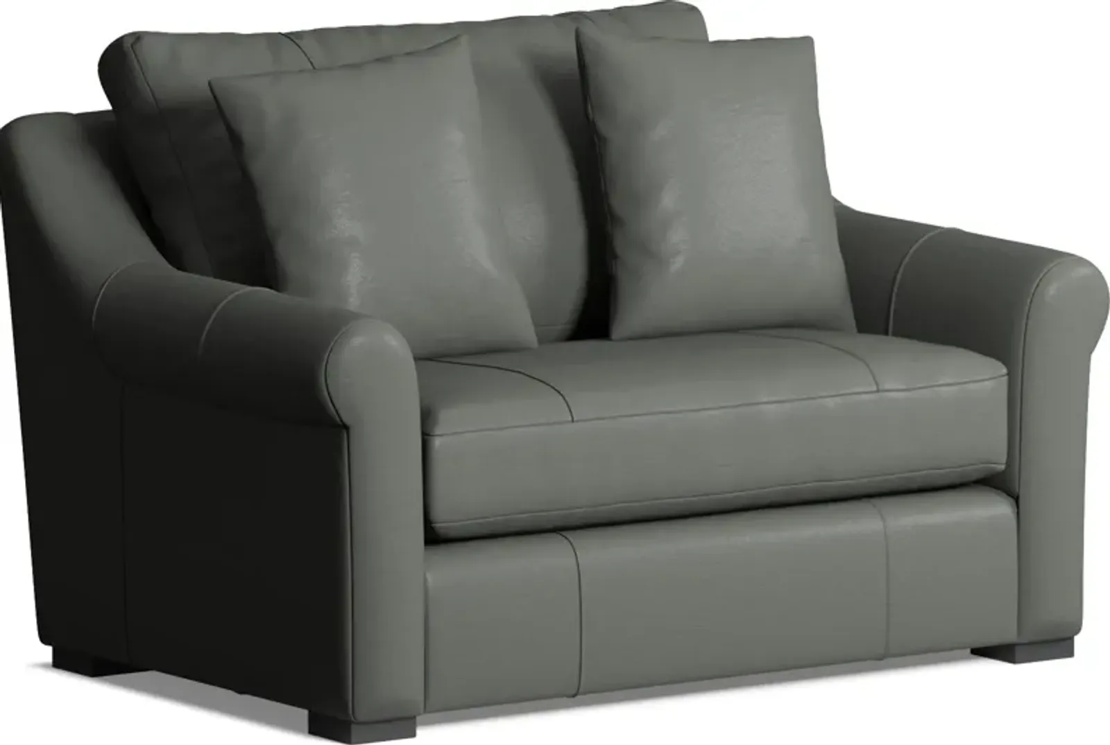 Bowery Leather Foam Comfort Chair and a Half - Siena Light Gray