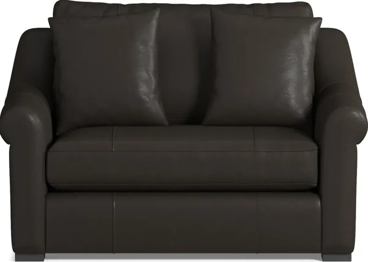 Bowery Leather Foam Comfort Chair and a Half - Siena Dark Brown