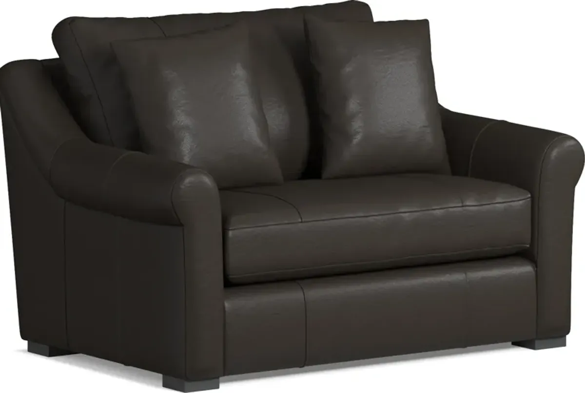 Bowery Leather Foam Comfort Chair and a Half - Siena Dark Brown