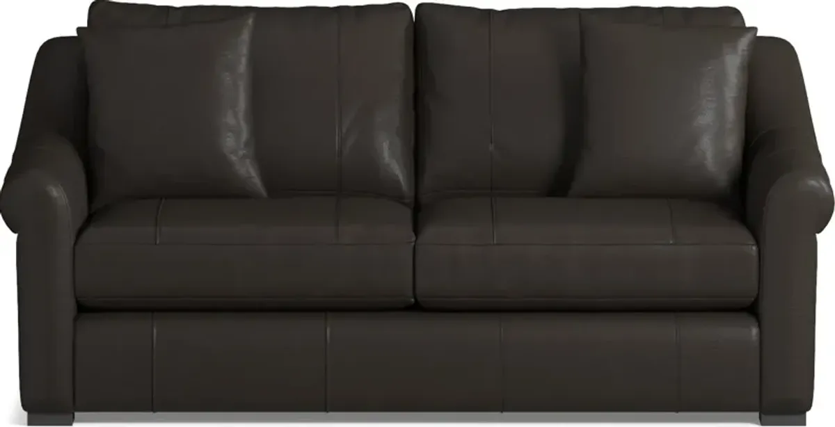 Bowery Leather Foam Comfort 77" Sleeper Sofa - Siena Dark Brown