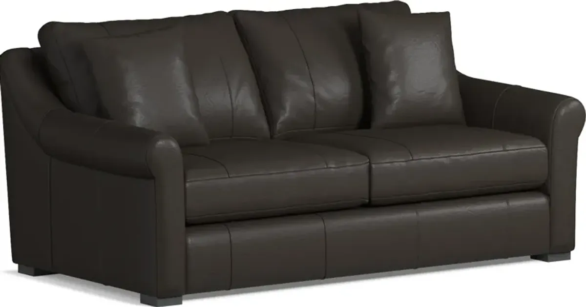 Bowery Leather Foam Comfort 77" Sleeper Sofa - Siena Dark Brown