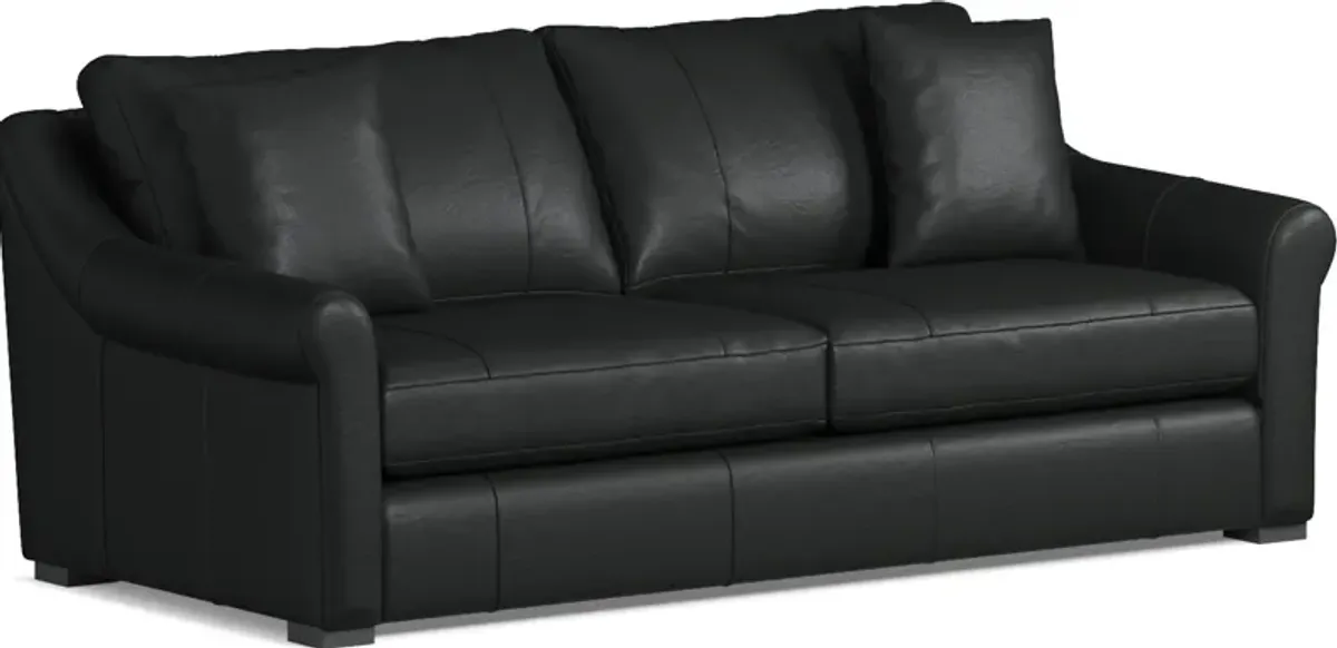 Bowery Leather Foam Comfort 77" Sleeper Sofa - Siena Black