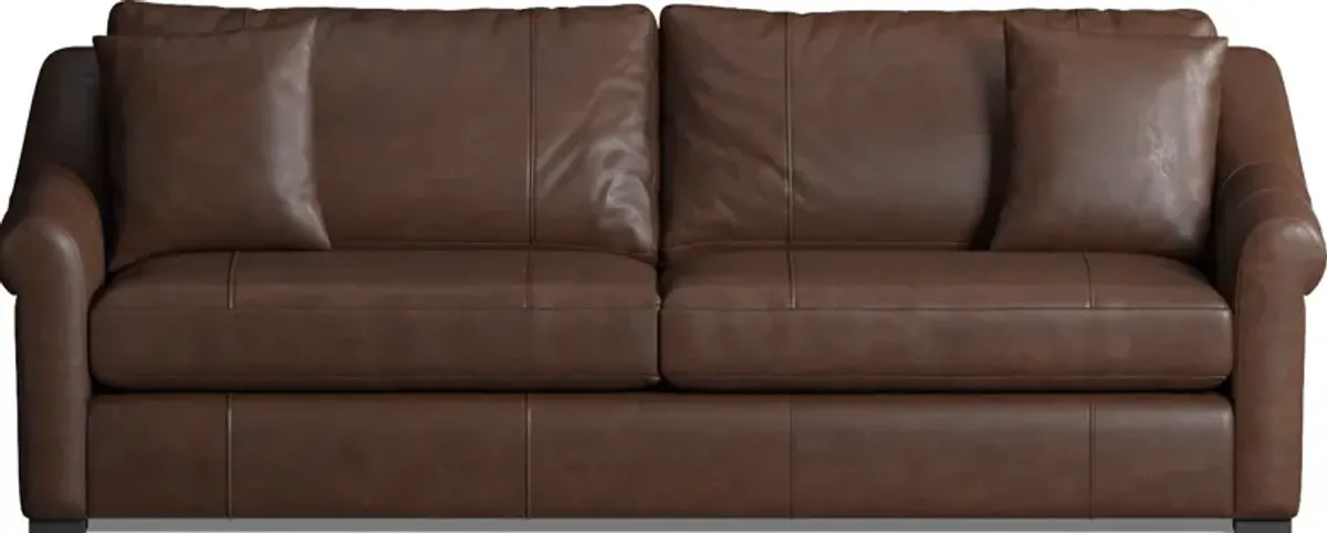 Bowery Leather Foam Comfort 97" Sofa - Bruno Hickory