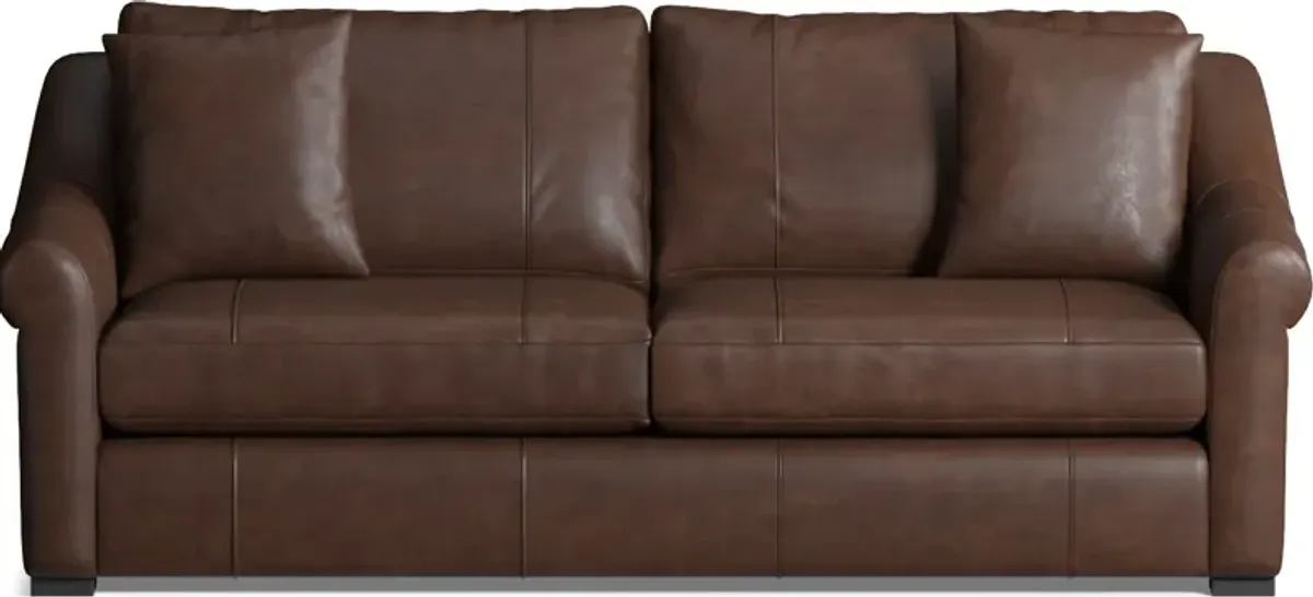 Bowery Leather Foam Comfort 87" Sofa - Bruno Hickory