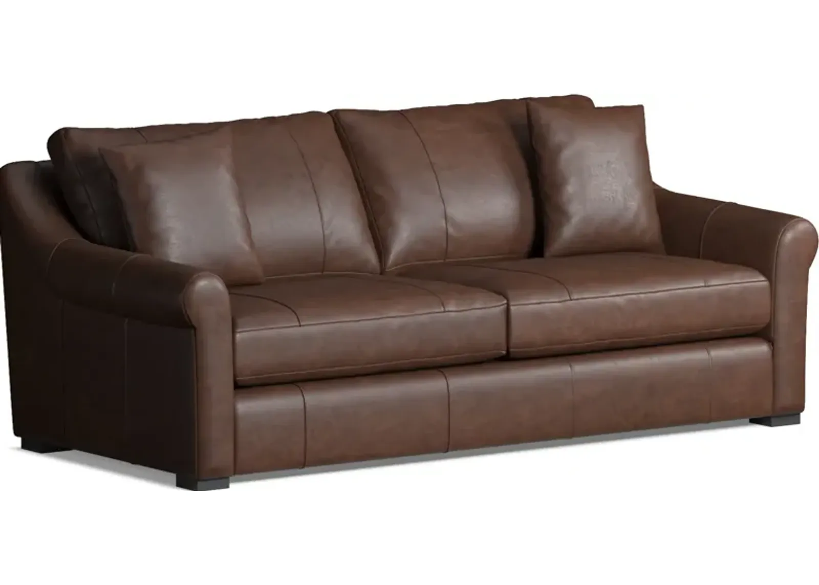 Bowery Leather Foam Comfort 87" Sofa - Bruno Hickory