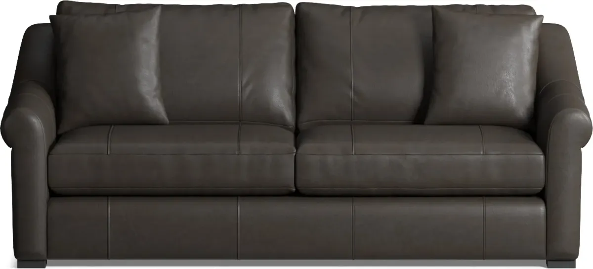 Bowery Leather Foam Comfort 87" Sofa - Bruno Storm