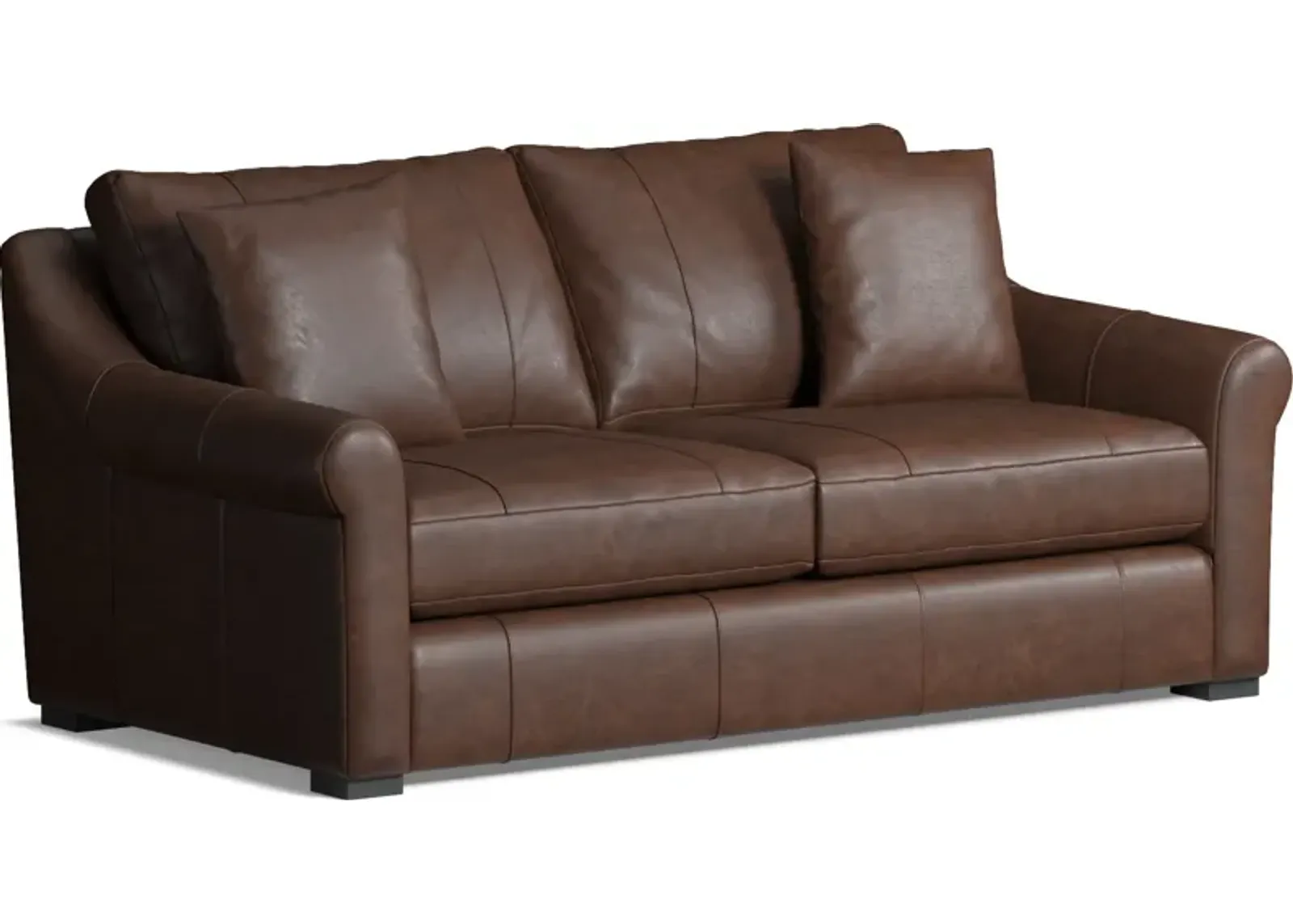 Bowery Leather Foam Comfort 77" Sofa - Bruno Hickory