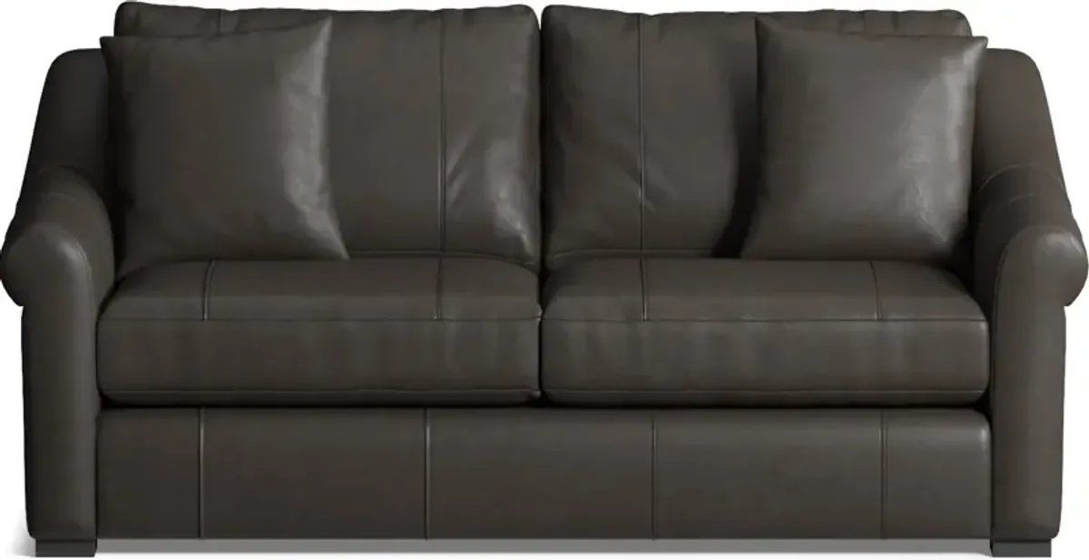 Bowery Leather Foam Comfort 77" Sofa - Bruno Storm