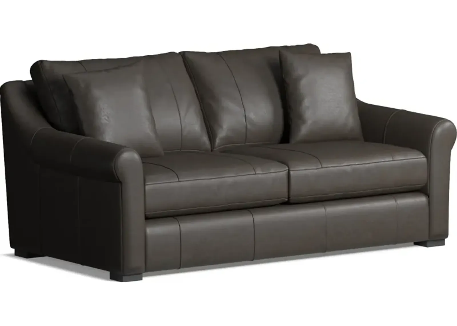 Bowery Leather Foam Comfort 77" Sofa - Bruno Storm