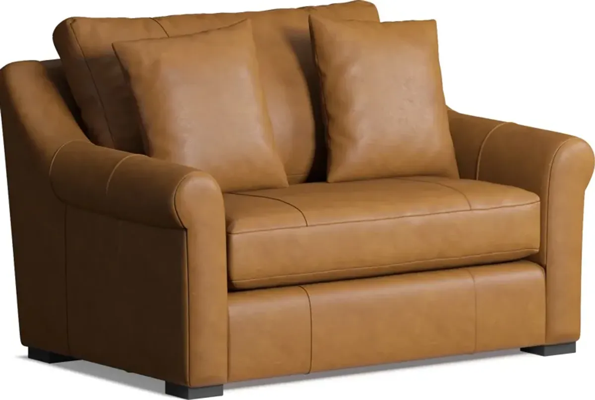 Bowery Leather Foam Comfort Chair and a Half - Bruno Tan