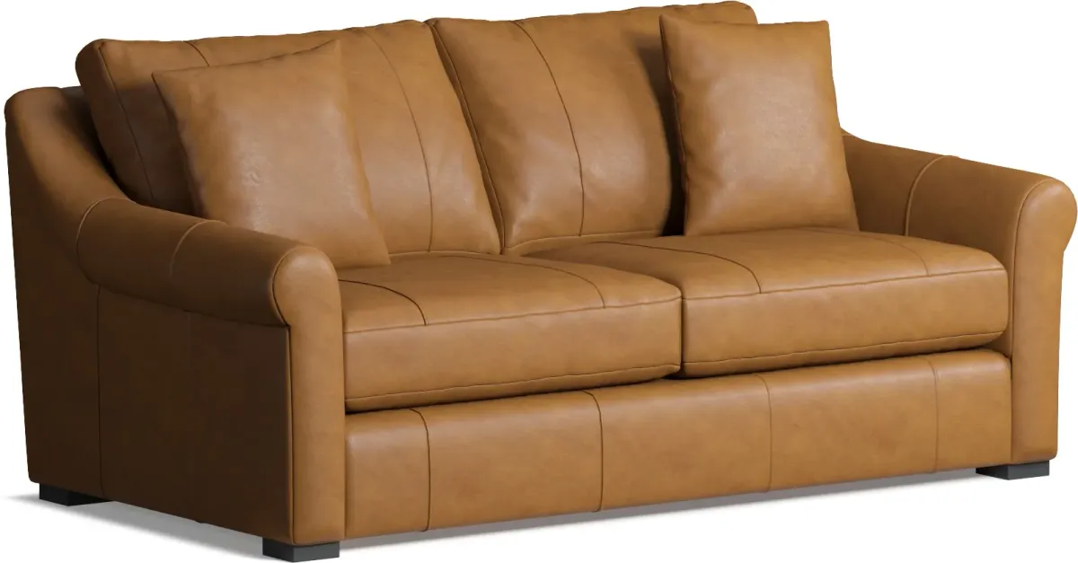 Bowery Leather Foam Comfort 77" Sleeper Sofa - Bruno Tan