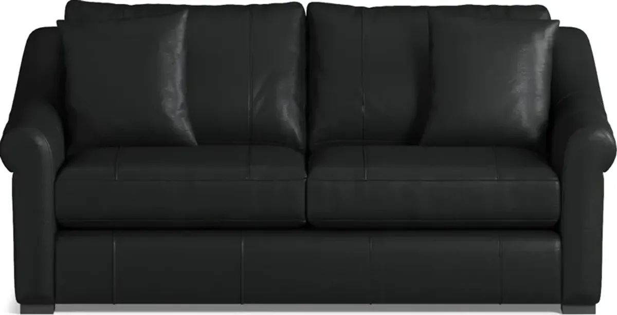 Bowery Leather Foam Comfort 77" Sofa - Siena Black