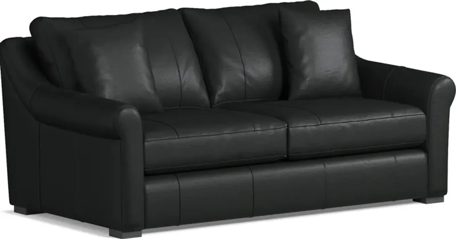 Bowery Leather Foam Comfort 77" Sofa - Siena Black