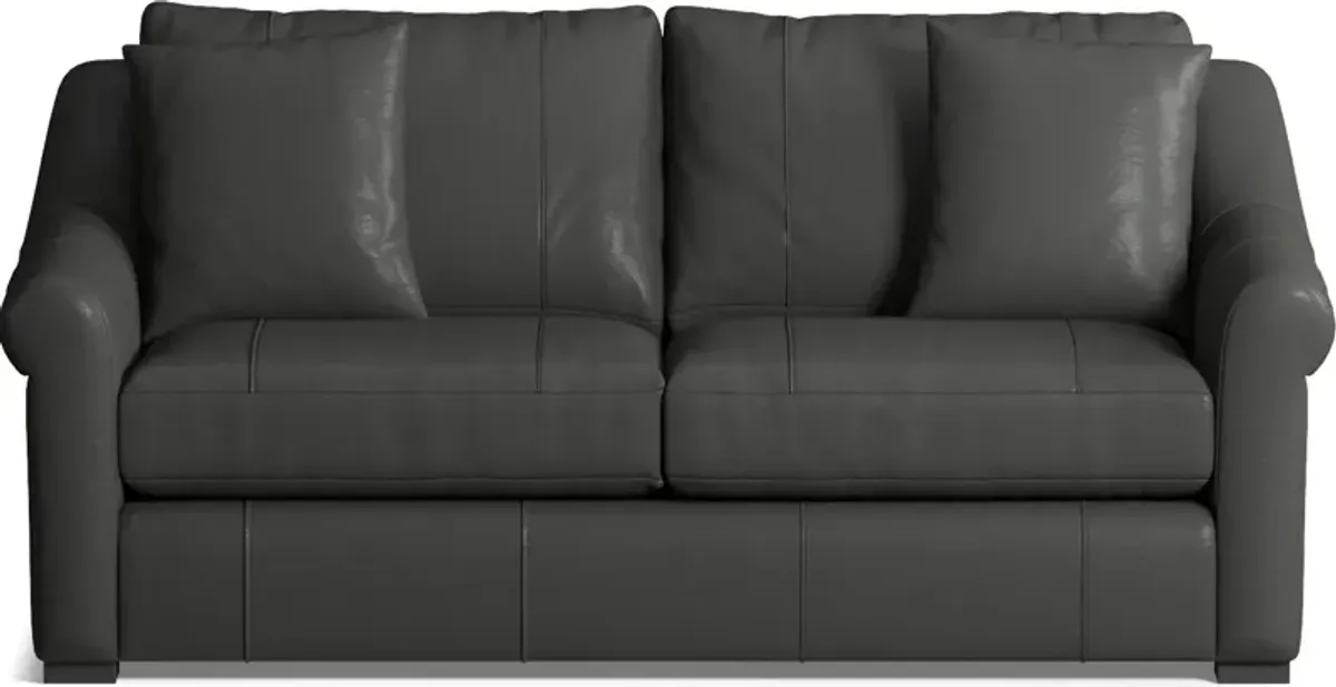 Bowery Leather Foam Comfort 77" Sofa - Siena Steel