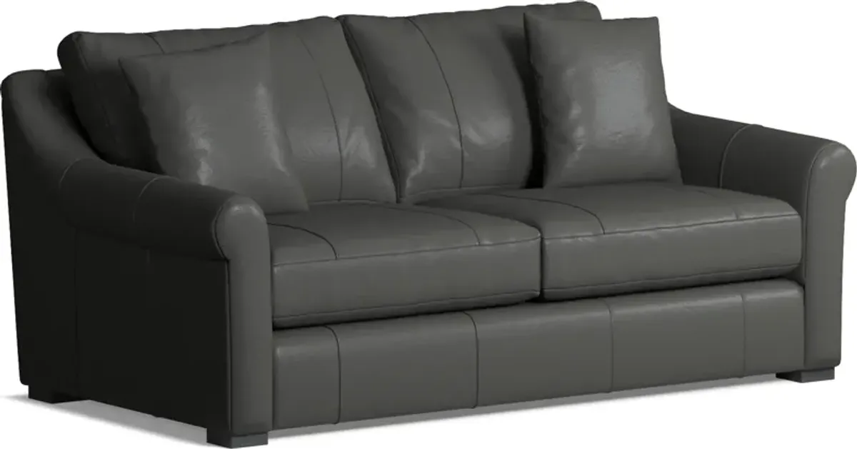 Bowery Leather Foam Comfort 77" Sofa - Siena Steel