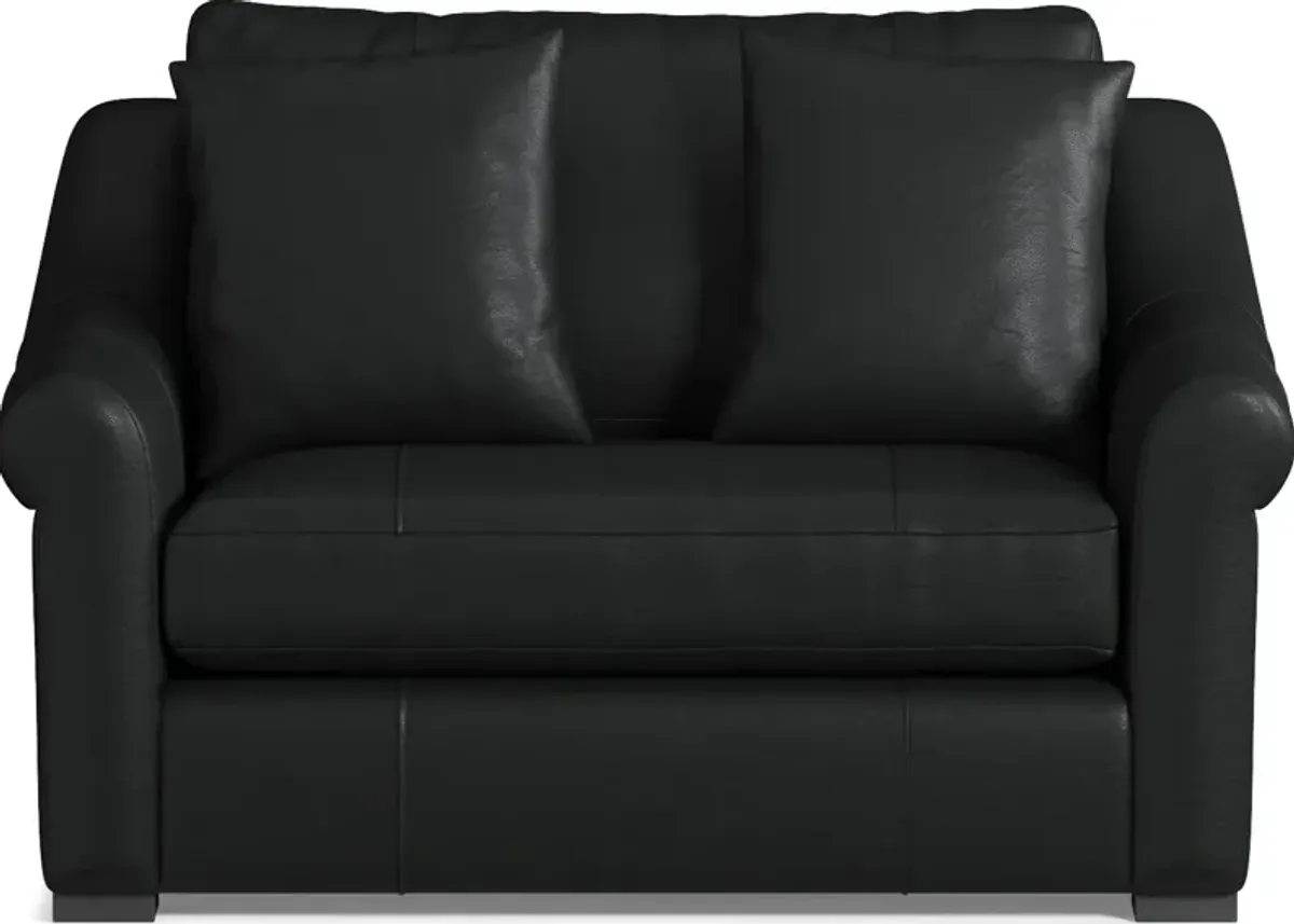 Bowery Leather Foam Comfort Chair and a Half - Siena Black