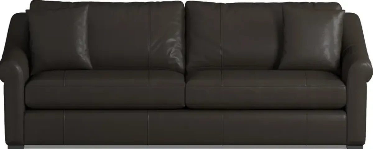 Bowery Leather Foam Comfort 97" Sofa - Siena Dark Brown