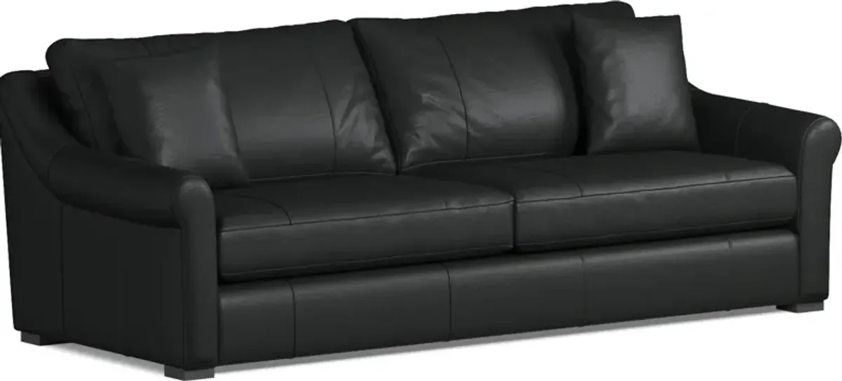 Bowery Leather Foam Comfort 97" Sofa - Siena Black