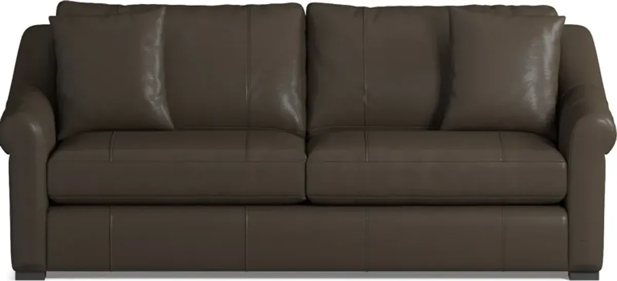 Bowery Leather Foam Comfort 87" Sofa - Siena Dark Stone