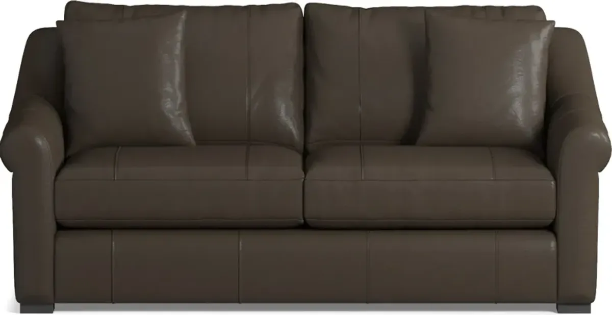 Bowery Leather Foam Comfort 77" Sofa - Siena Dark Stone