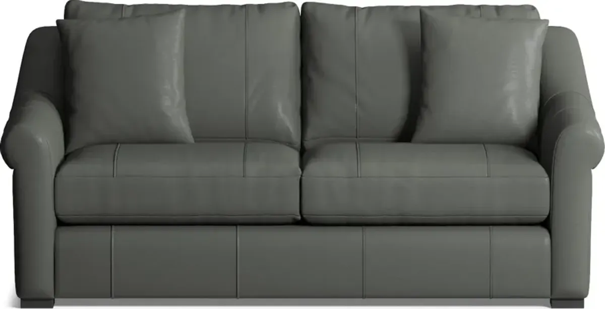 Bowery Leather Foam Comfort 77" Sofa - Siena Light Gray