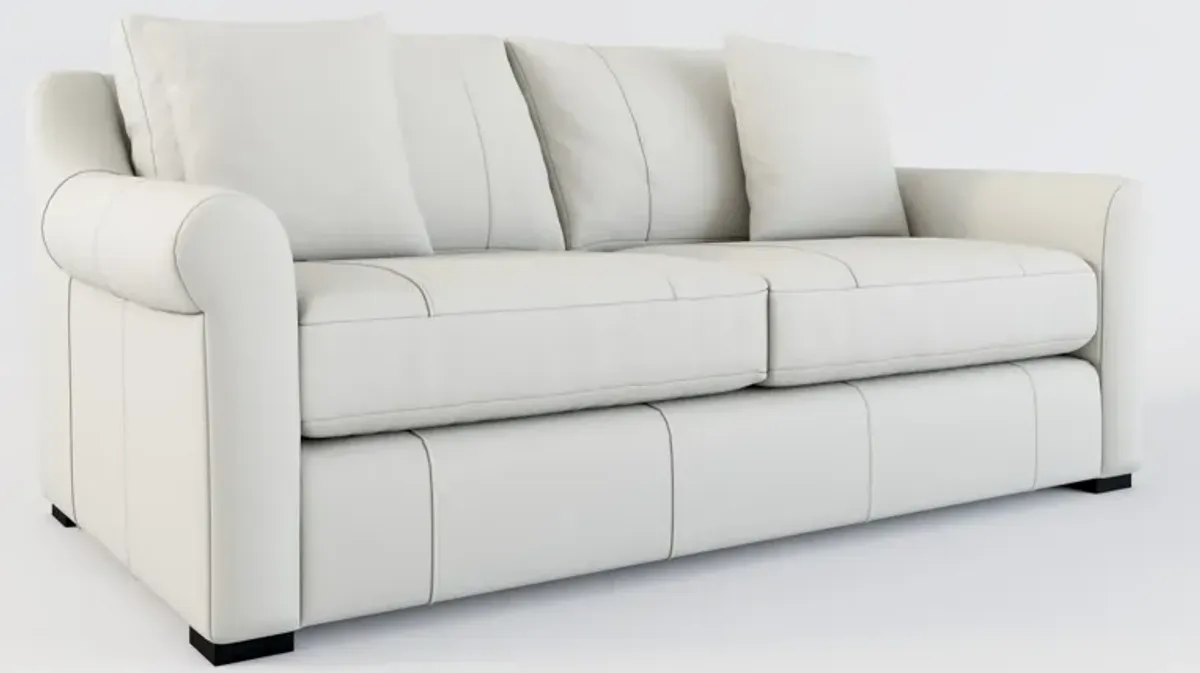 Bowery Leather Foam Comfort 77" Sofa - Siena Snow