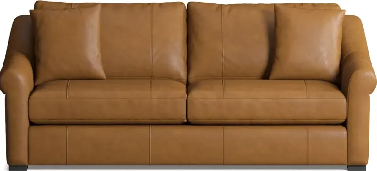 Bowery Leather Foam Comfort 87" Sofa - Bruno Tan