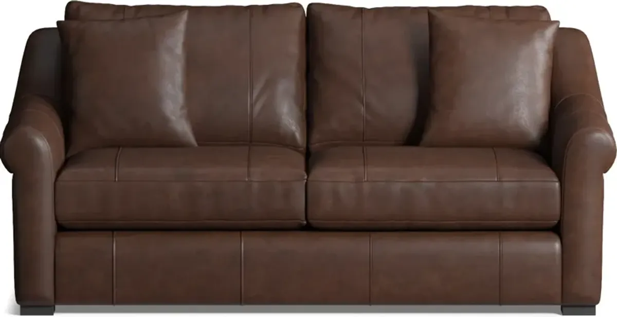 Bowery Leather Foam Comfort 77" Sofa - Bruno Hickory