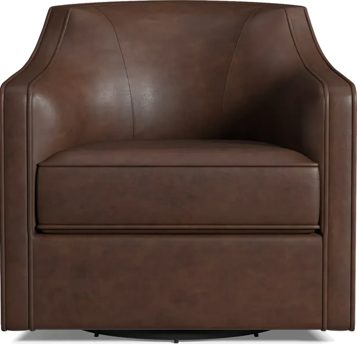 Tegan Leather Accent Swivel Chair - Bruno Hickory