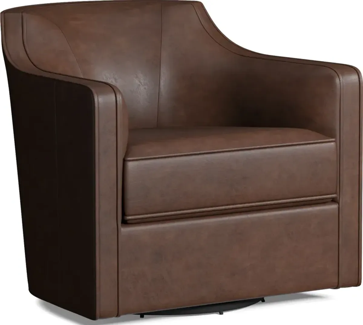 Tegan Leather Accent Swivel Chair - Bruno Hickory