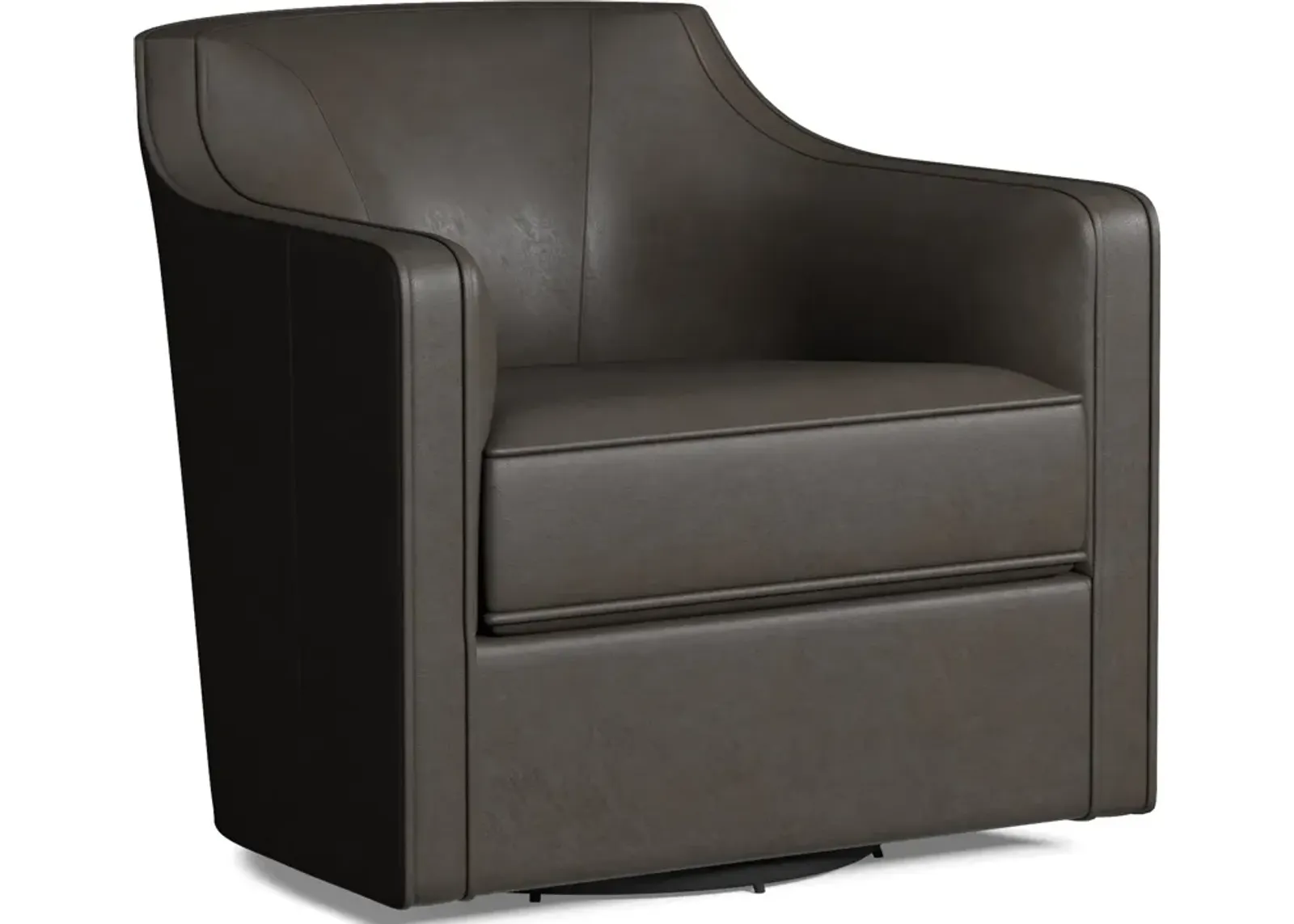 Tegan Leather Accent Swivel Chair - Bruno Storm