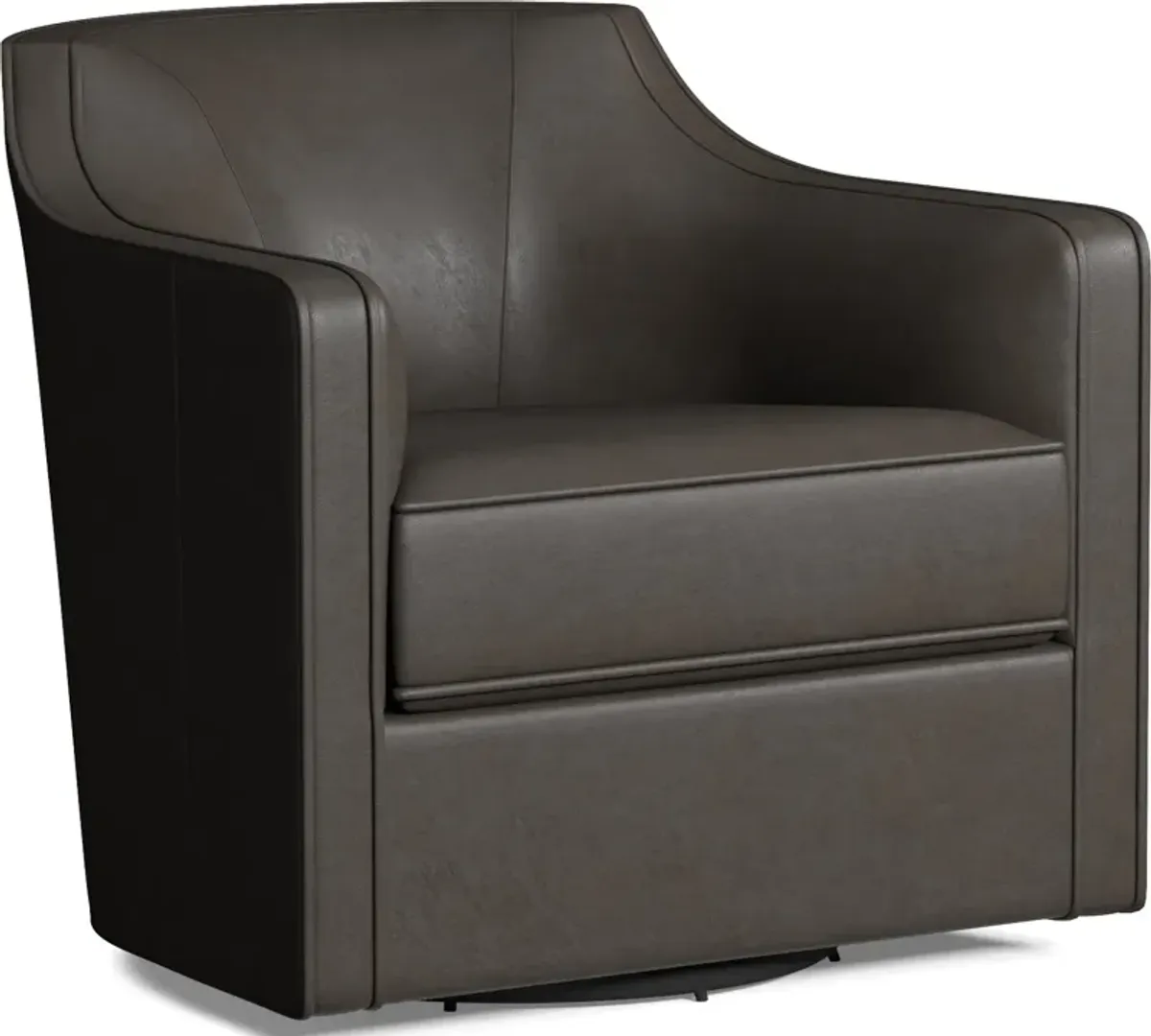 Tegan Leather Accent Swivel Chair - Bruno Storm