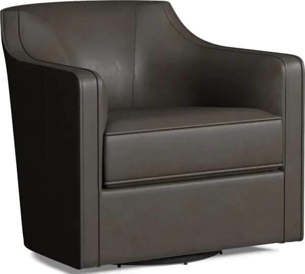 Tegan Leather Accent Swivel Chair - Bruno Storm