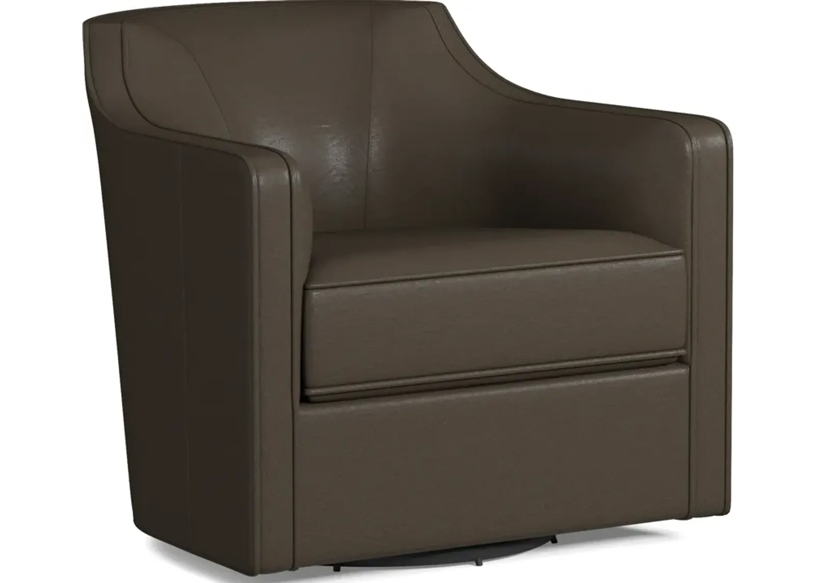 Tegan Leather Accent Swivel Chair - Siena Dark Stone