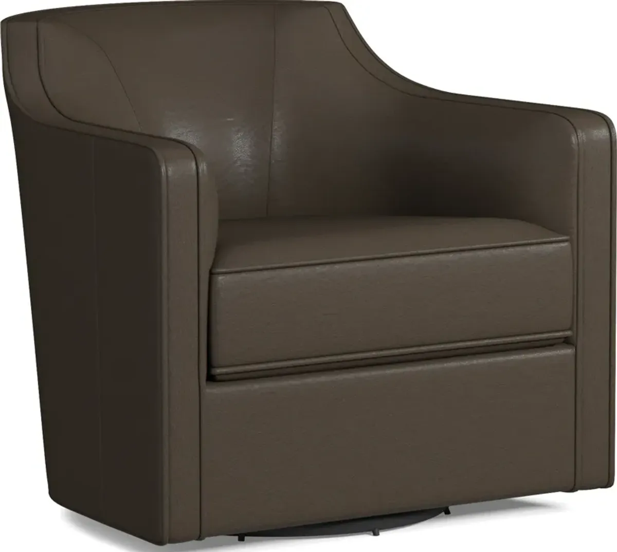 Tegan Leather Accent Swivel Chair - Siena Dark Stone