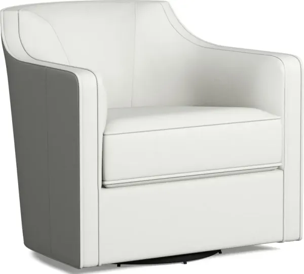 Tegan Leather Accent Swivel Chair - Siena Snow