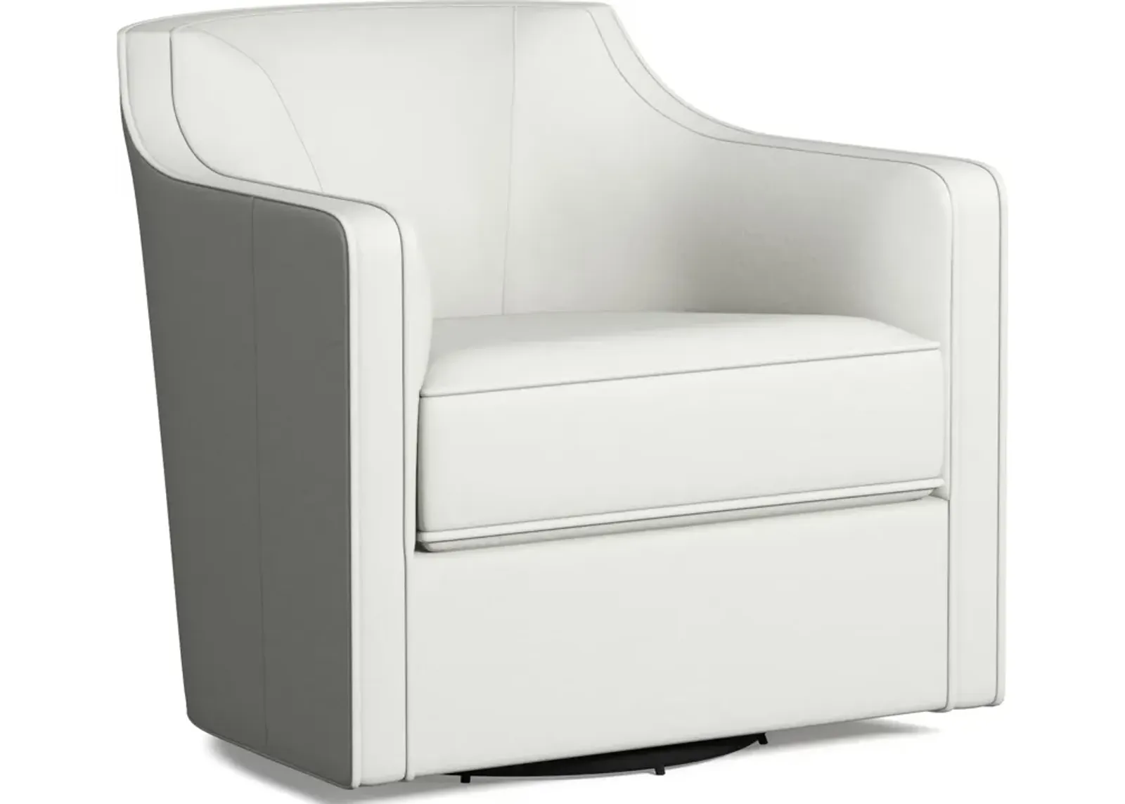 Tegan Leather Accent Swivel Chair - Siena Snow