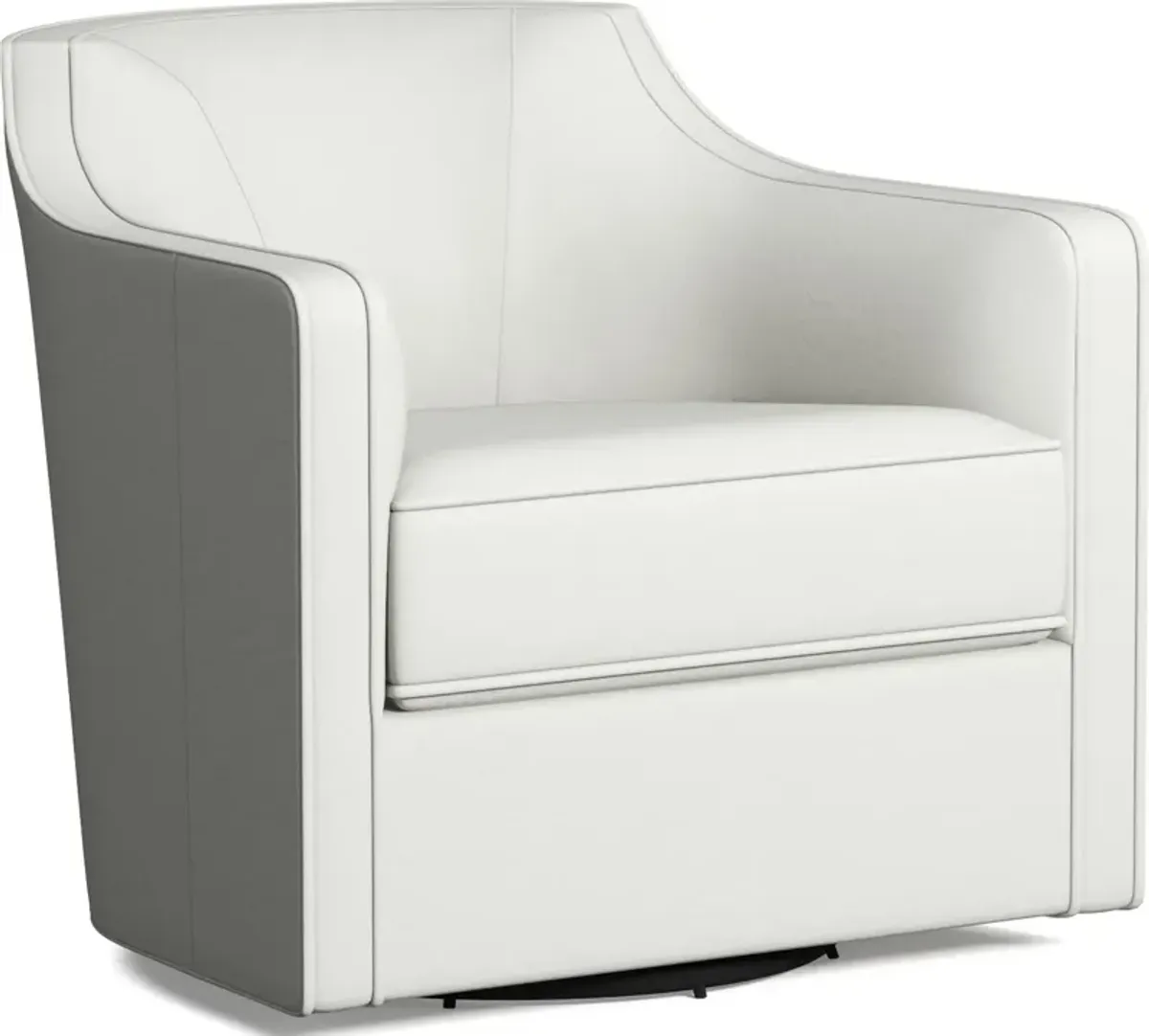 Tegan Leather Accent Swivel Chair - Siena Snow