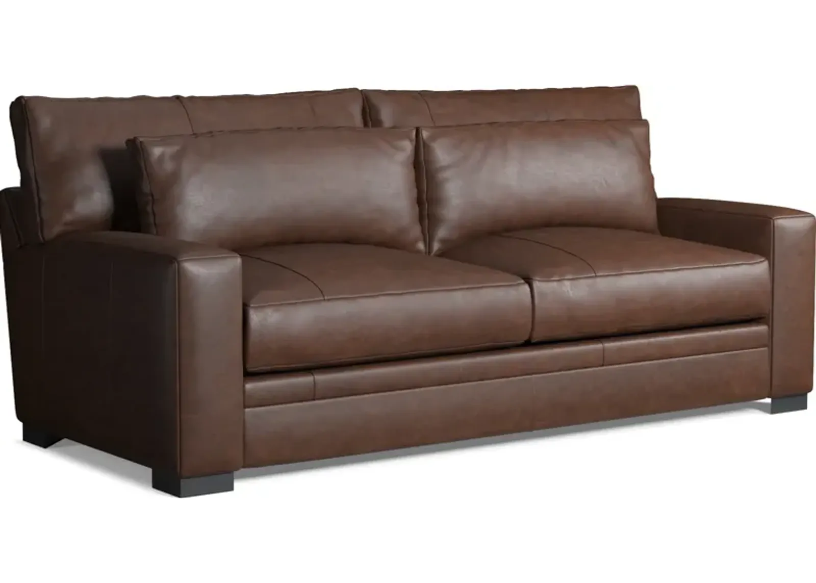 Winston Leather Foam Comfort Sofa - Bruno Hickory