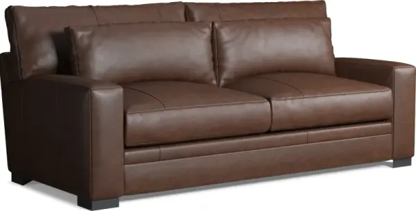 Winston Leather Foam Comfort Sofa - Bruno Hickory