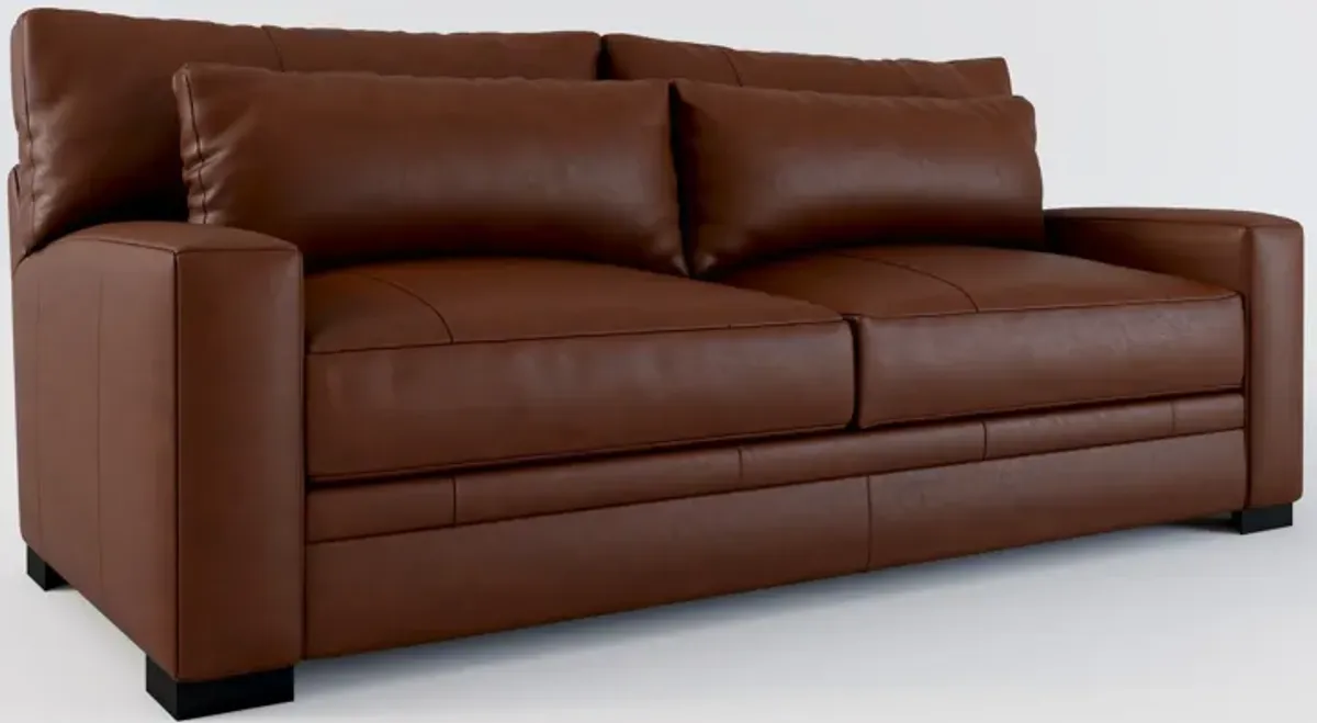 Winston Leather Hybrid Comfort Sofa - Bruno Canyon