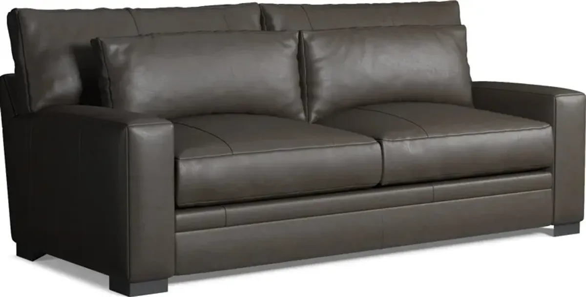 Winston Leather Hybrid Comfort Sofa - Bruno Storm