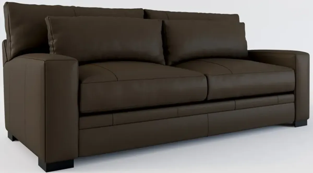 Winston Leather Foam Comfort Sofa - Siena Dark Stone