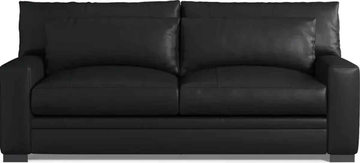 Winston Leather Foam Comfort Sofa - Siena Black