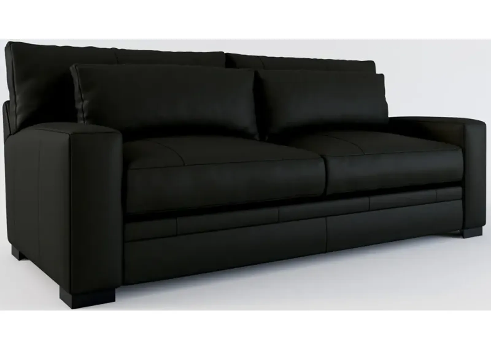 Winston Leather Foam Comfort Sofa - Siena Black