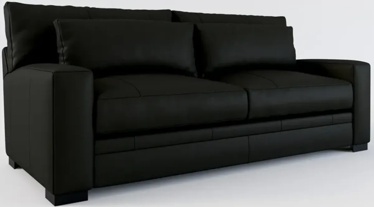 Winston Leather Foam Comfort Sofa - Siena Black