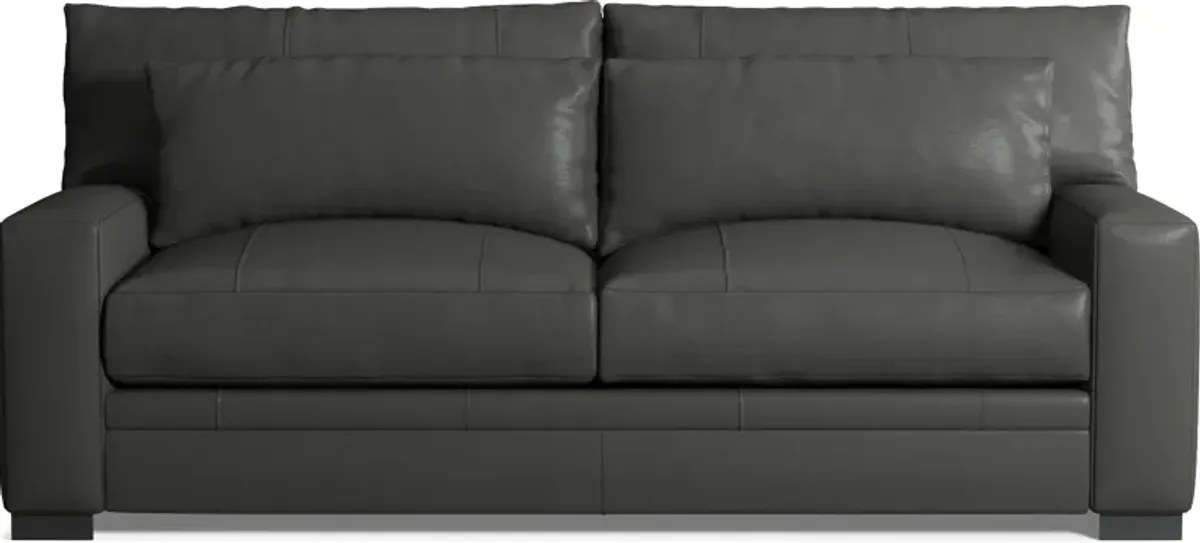 Winston Leather Foam Comfort Sofa - Siena Steel