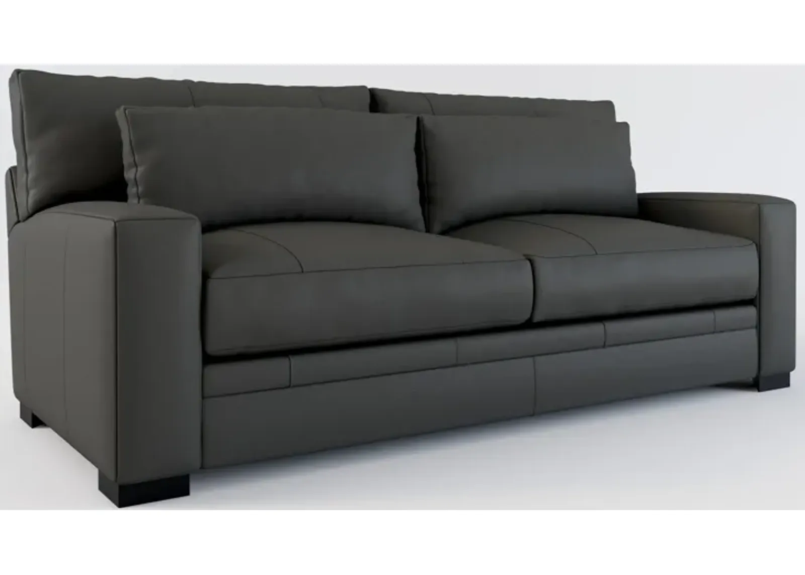 Winston Leather Foam Comfort Sofa - Siena Steel