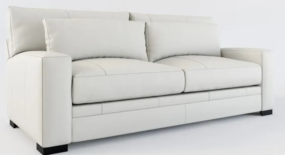 Winston Leather Foam Comfort Sofa - Siena Snow